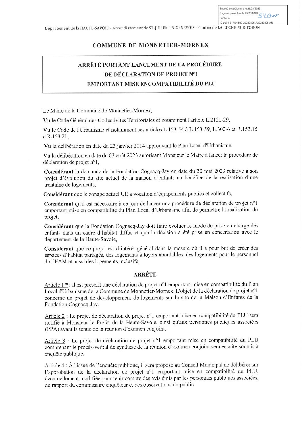 Arrêté de mise en compatibilité du PLU